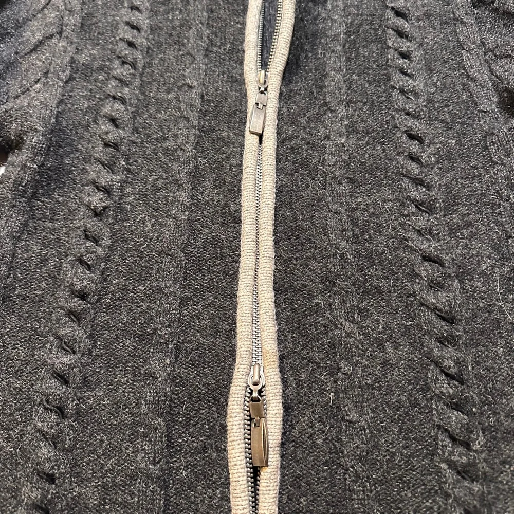 VTG 90s Twiggy Lambswool Hooded Zip Cardigan Minimal Knit Sweater | XS/S - Picture 5 of 11